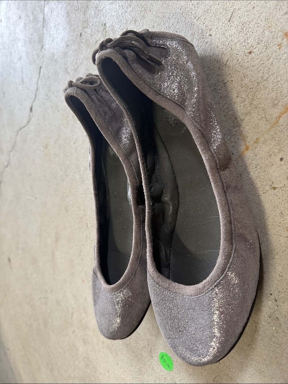 Cole Haan Taupe Suede Glitter Ballet Flats